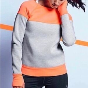 Athleta Fuse Sweatshirt in Grey/Orange S